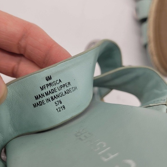 New MARC FISHER Prisca Ball-Studded Espadrille Sandals slides teal Green Size 6 - Picture 10 of 10